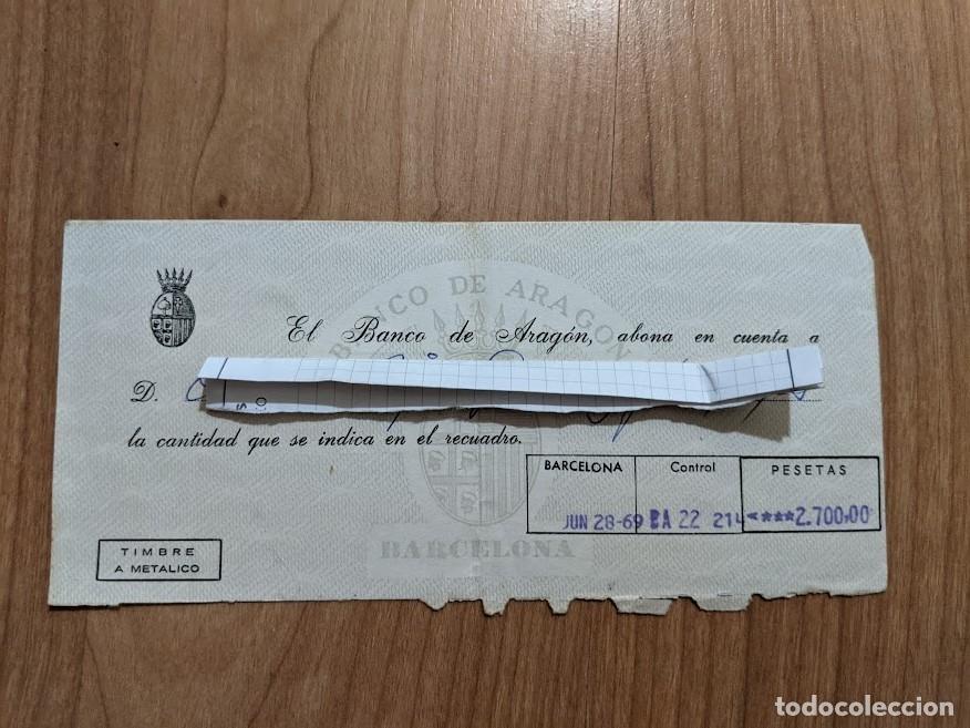 Sammelleidenschaft Andere Papierartikel: ABONO EN CUENTA BANCO DE ARAG&Oacute;N 1969