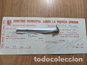 Sammelleidenschaft Andere Papierartikel: RECIBO ARBITRIO MUNICIPAL SOBRE LA RIQUEZA URBANA 1969