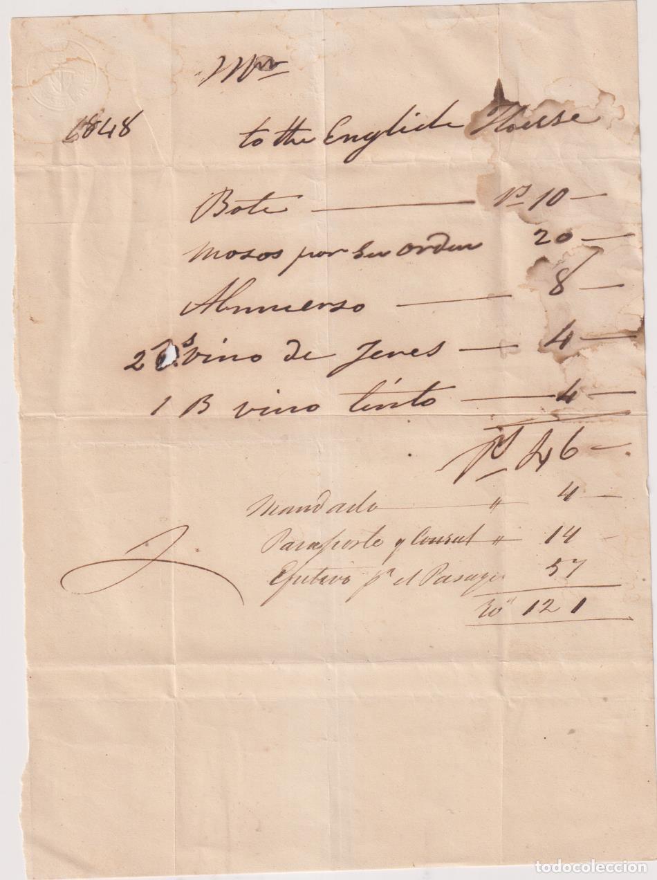 Collectionnisme Papier divers: Curiosa Factura de mes&oacute;n o posada: 1848. To The English house