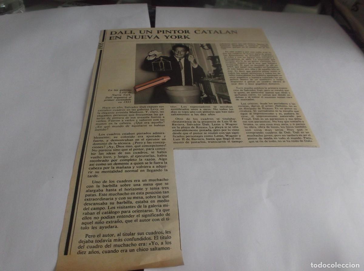 Otros Art&iacute;culos de Coleccionismo en Papel: RECORTE A&Ntilde;O 1981.- SALVADOR DAL&Iacute; UN PINTOR CATAL&Aacute;N EN NUEVA YORK, A&Ntilde;O 1935