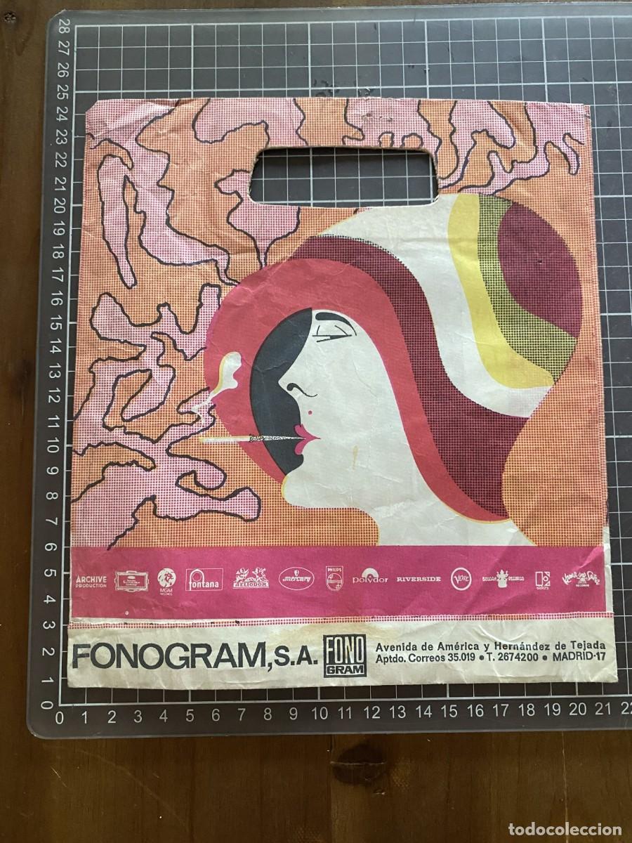 Paper Collecting Others: CURIOSA BOLSA DE PAPEL PARA SINGLES VINILO FONOGRAM A&Ntilde;OS SESENTA DISE&Ntilde;O PSICODELICO ASA TROQUEL