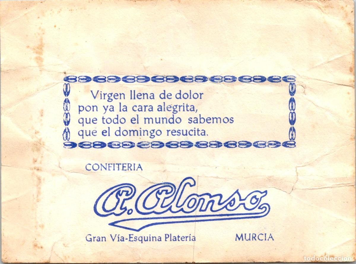 Otros Art&iacute;culos de Coleccionismo en Papel: Murcia - Confiter&iacute;a E. Alonso - Semana Santa - Envoltorio Caramelo con Rezo a la Virgen - 110x81mm