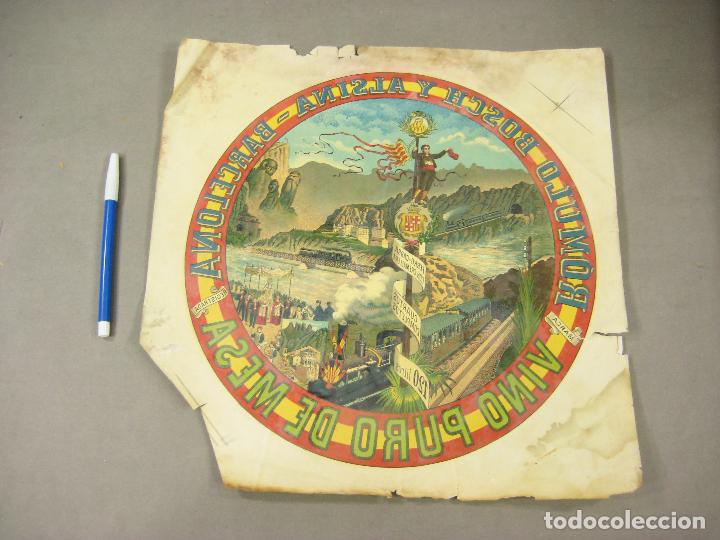 Otros Art&iacute;culos de Coleccionismo en Papel: CALCOMAN&Iacute;A LITOGRAFIADA DE GRAN TAMA&Ntilde;O DE VINO PURO DE MESA ROMULO BOSCH Y ALSINA. BARCELONA