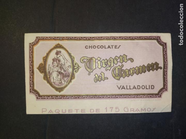 Otros Art&iacute;culos de Coleccionismo en Papel: VALLADOLID-CHOCOLATES VIRGEN DEL CARMEN-VAINILLA-ENVOLTORIO ANTIGUO ORIGINAL-VER FOTOS-(K-11.004)