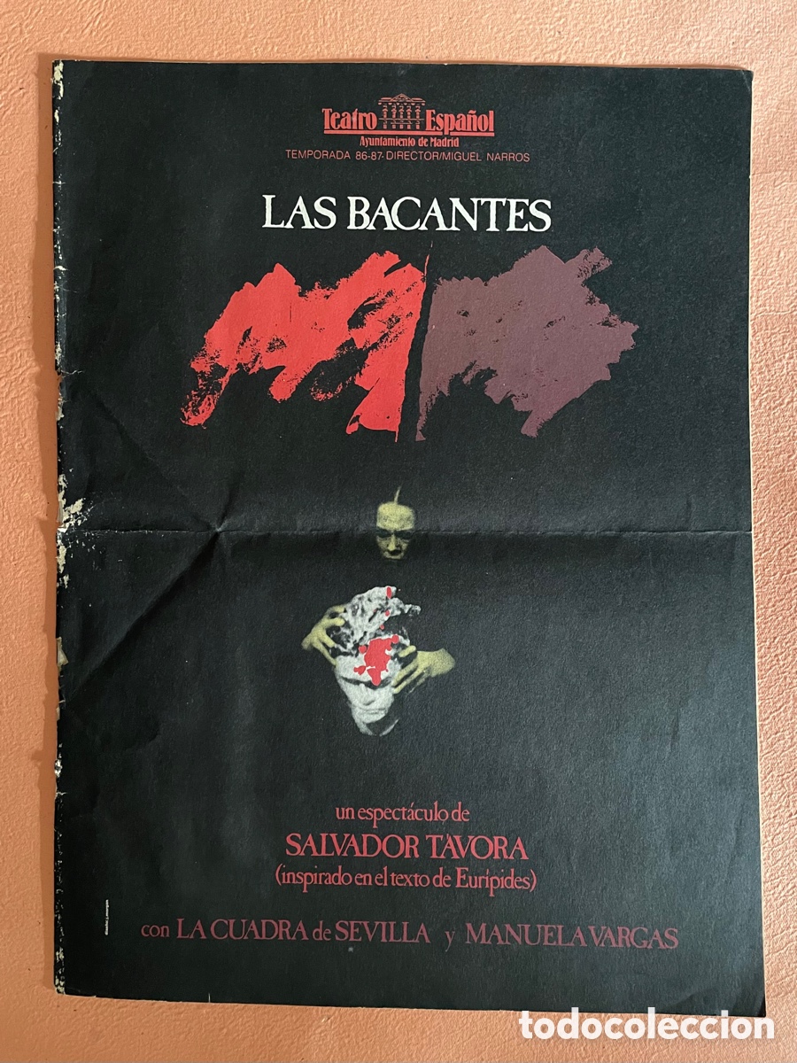 Otros Art&iacute;culos de Coleccionismo en Papel: Programa cuaderno estreno 1987 Las Bacantes, de Salvador T&aacute;vora (de Eur&iacute;pides,