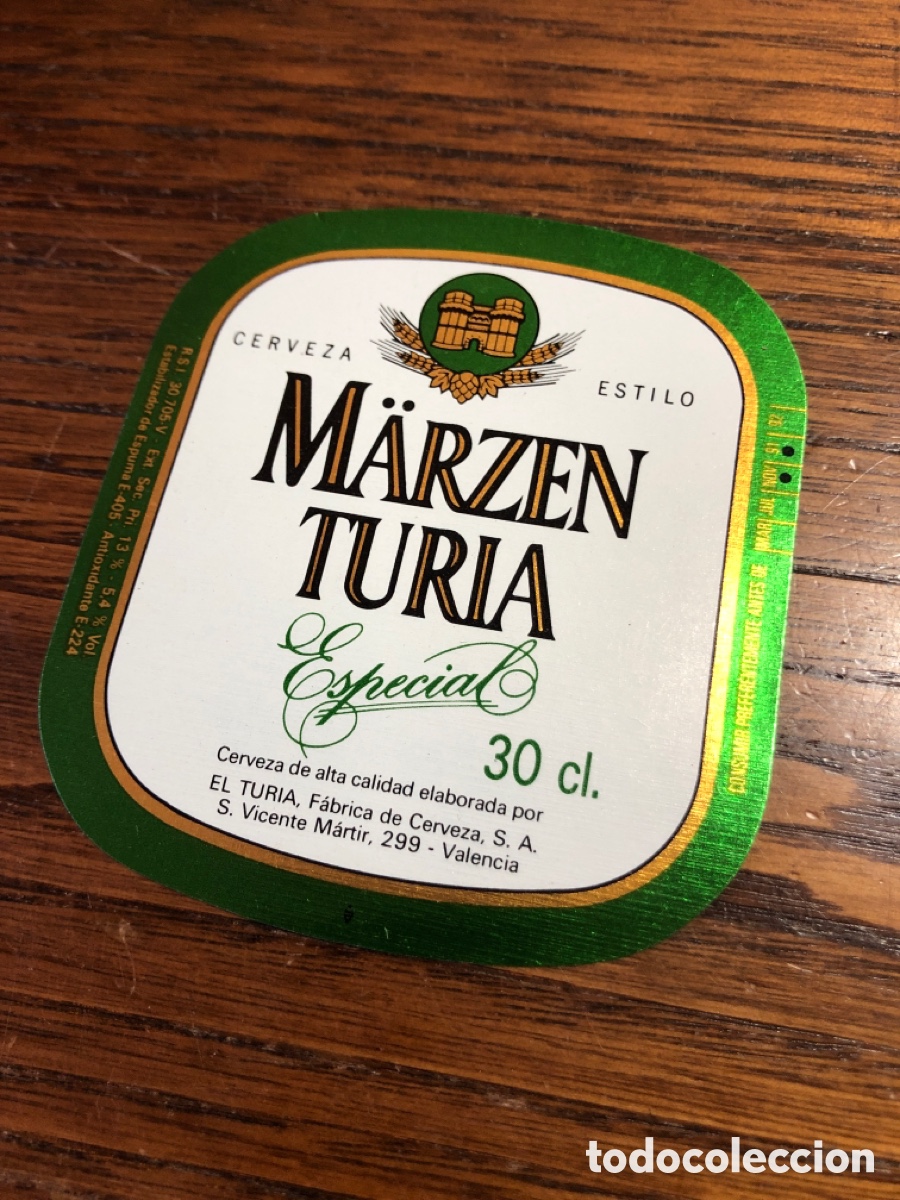 Paper Collecting Others: ETIQUETA DE CERVEZA MĀRZEN TURIA ESPECIAL 30 CL