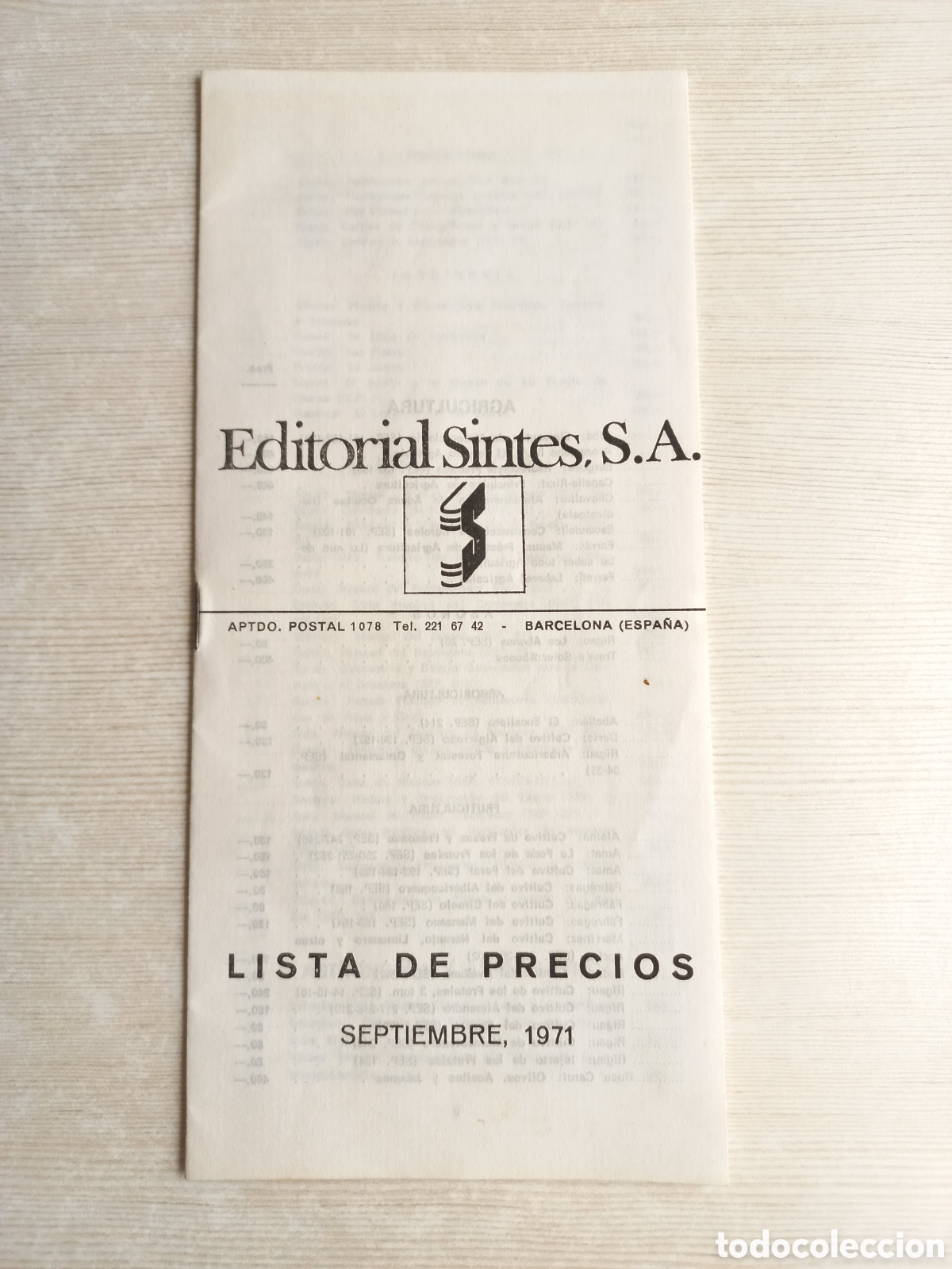 Otros art&iacute;culos de coleccionismo en papel: Cat&aacute;logo Editorial Sintes. 1971. - Foto 1