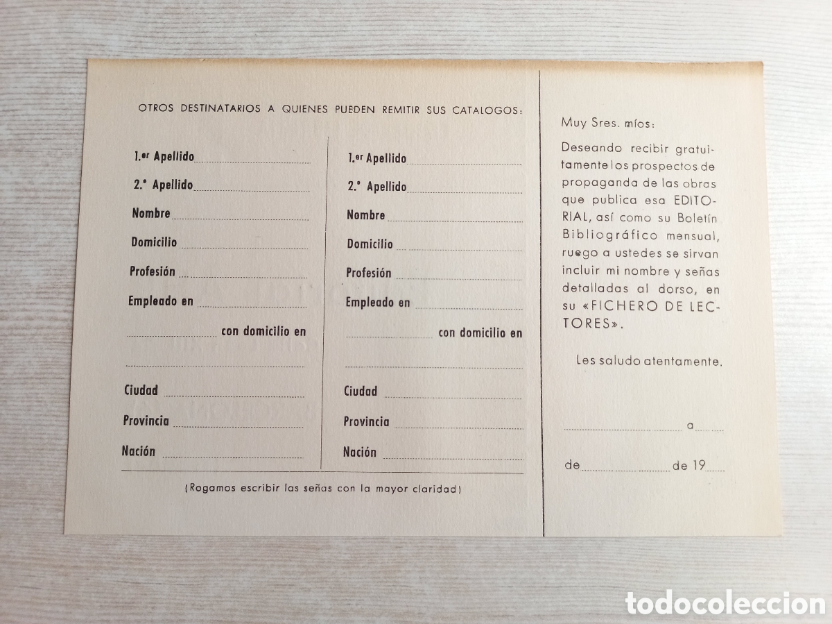 Otros art&iacute;culos de coleccionismo en papel: C&eacute;dula de Librer&iacute;a Editorial AHR. - Foto 2