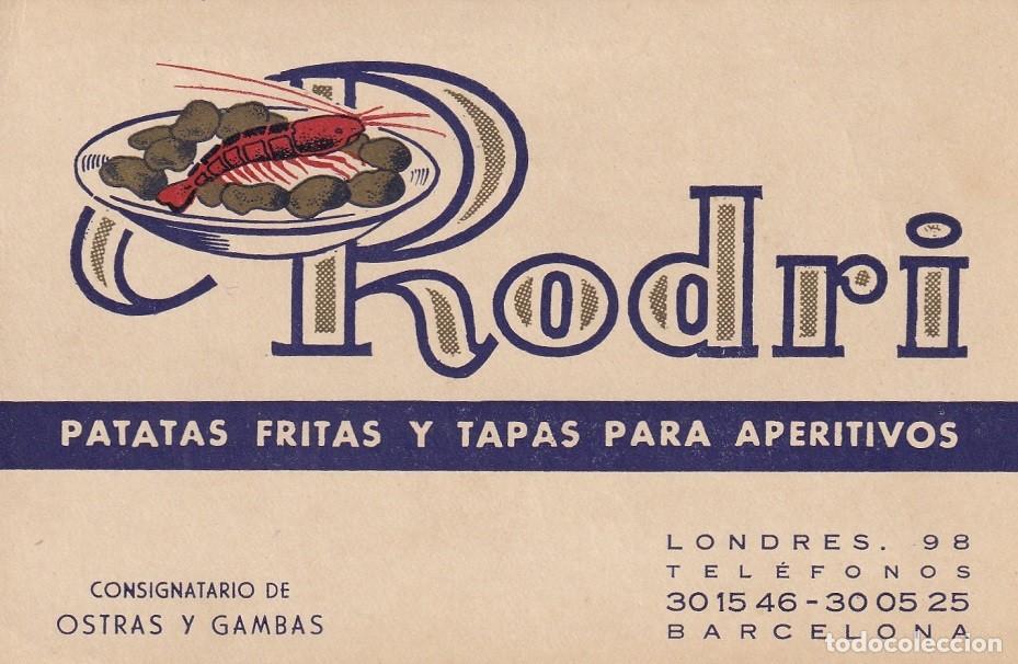Otros Art&iacute;culos de Coleccionismo en Papel: Tarjeta / Rodri - Patatas fritas y tapas para aperitivos &middot; Consignatario de ostras y gambas