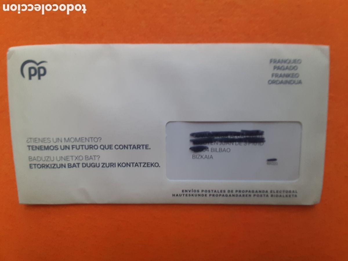 Otros Art&iacute;culos de Coleccionismo en Papel: PP PARTIDO POPULAR PA&Iacute;S VASCO- ELECCIONES GENERALES 23 J 2023 PROPAGANDA ELECTORAL - SIN ABRIR