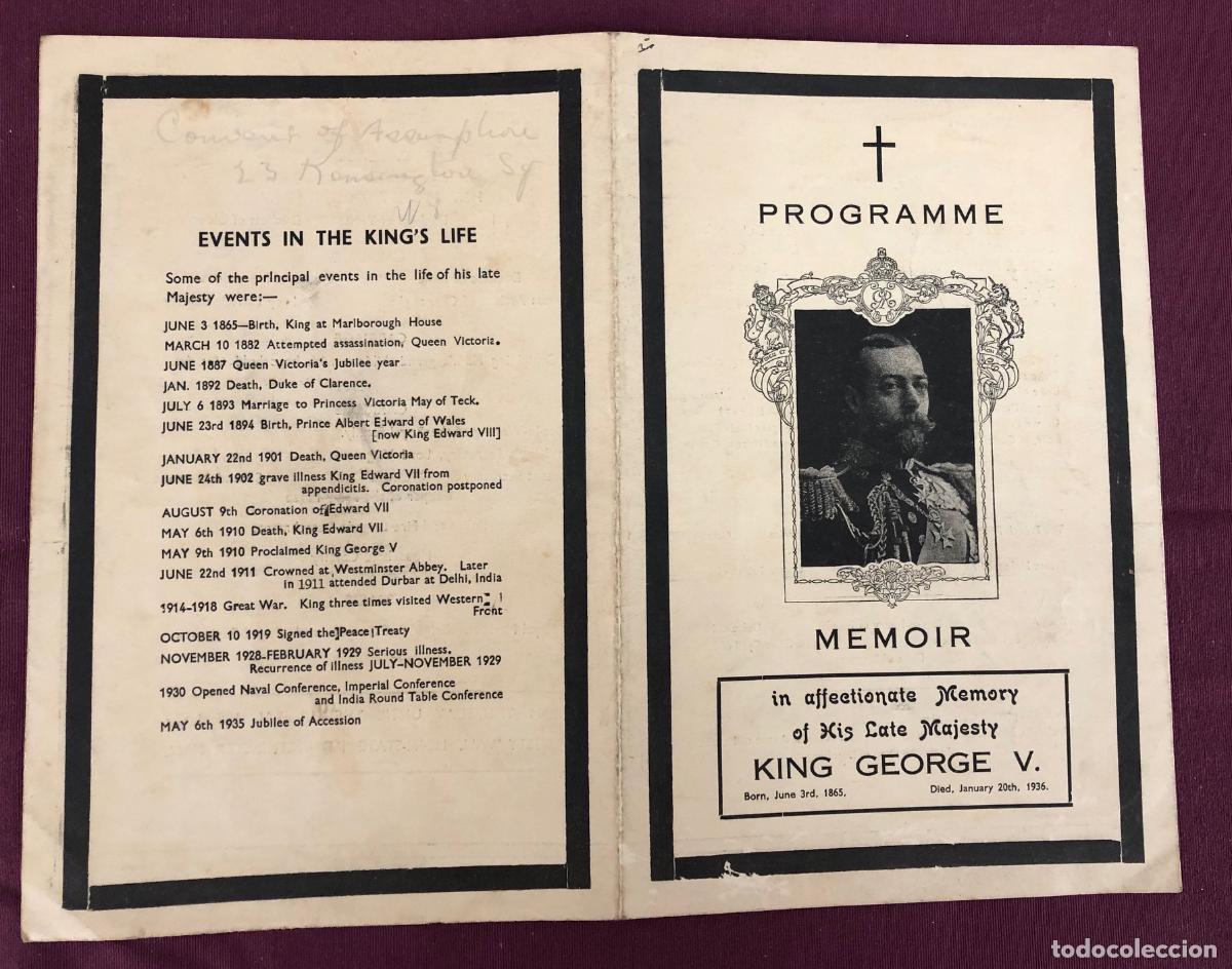 Sammelleidenschaft Andere Papierartikel: PROGRAMA EN MEMORIA POR LA MUERTE DEL REY JORGE V DE INGLATERRA. MEMORY OF KING GEORGE V