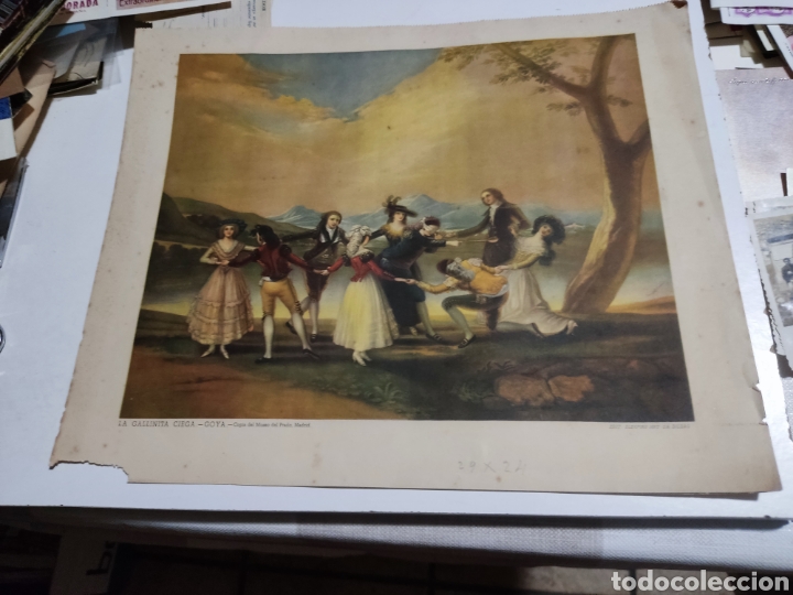 Otros Art&iacute;culos de Coleccionismo en Papel: L&aacute;mina antigua copia del museo del Prado, La gallina ciega, Goya