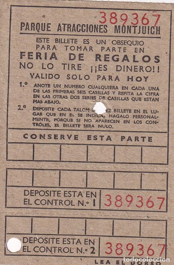 Otros Art&iacute;culos de Coleccionismo en Papel: Billete para tomar parte en Feria de regalos - Parque atracciones Montjuich