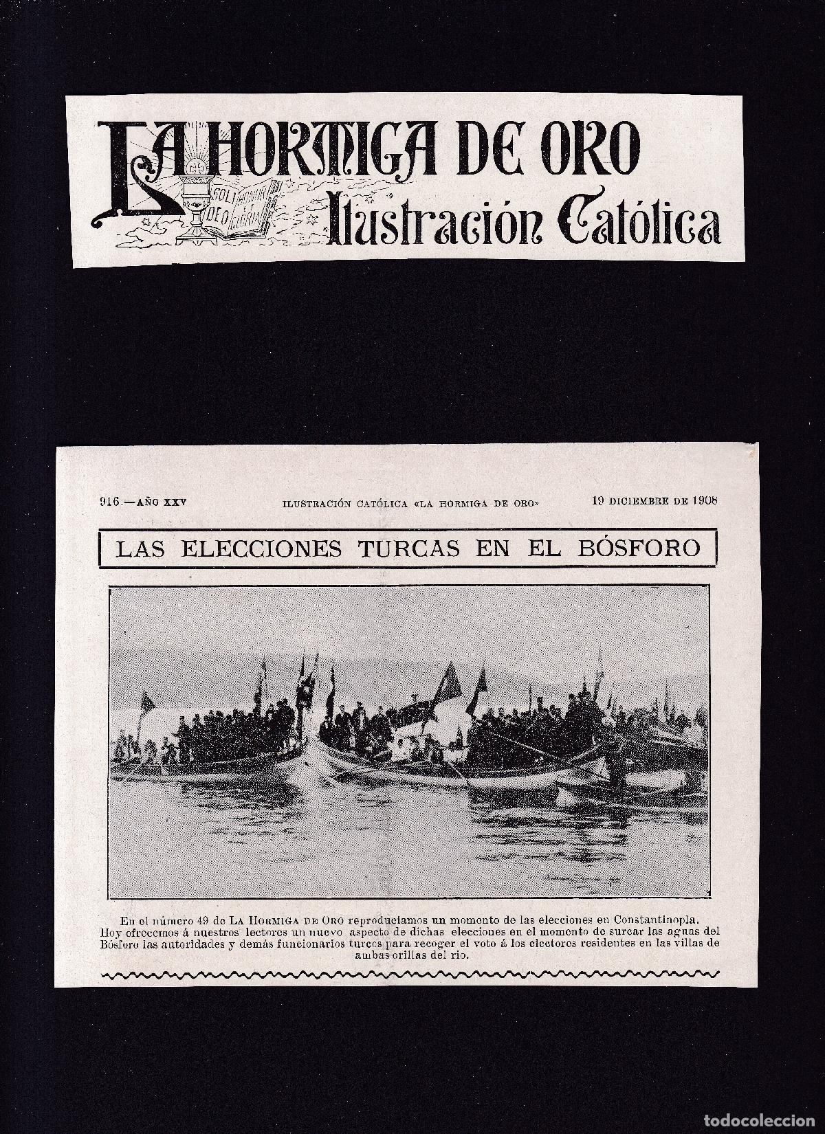 Otros art&iacute;culos de coleccionismo en papel: ELECCIONES TURCAS EN EL B&Oacute;SFORO - &rdquo; LA HORMIGA DE ORO &rdquo; 19-XII-1908