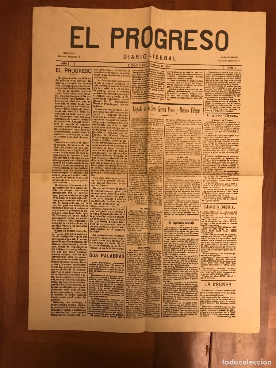 Otros art&iacute;culos de coleccionismo en papel: El Progreso. Diario Liberal. facsimil del n&ordm; I. Lugo Galicia.