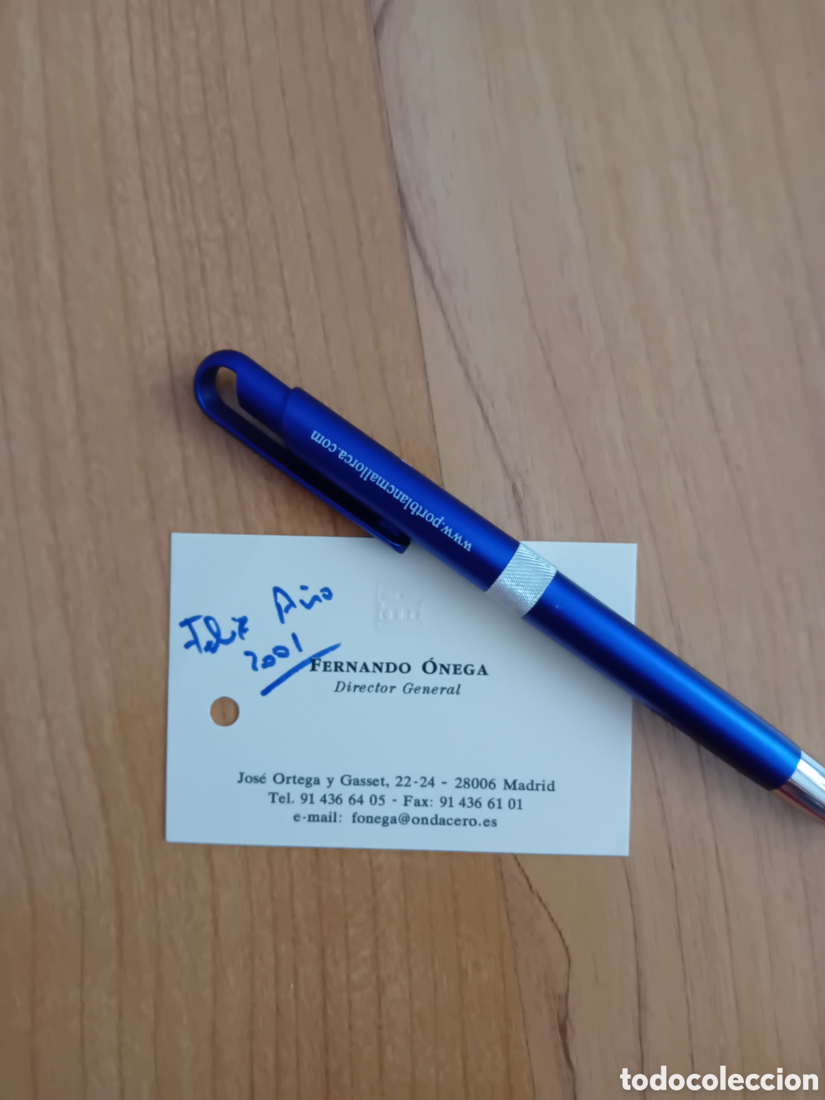 Collectionnisme Papier divers: TARJETA DE VISITA PERIODISTA Y DIRECTOR ONDA CERO, FERNANDO ONEGA. DEDICATORIA DE PU&Ntilde;O Y LETRA