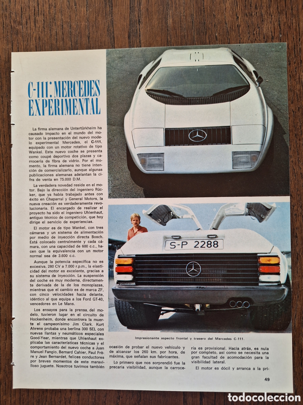 Collectionnisme Papier divers: Reportaje autom&oacute;vil mercedes benz c 111