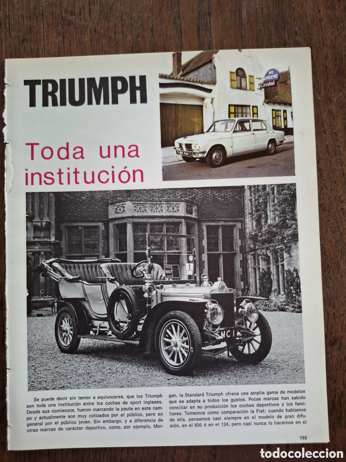 Collectionnisme Papier divers: Reportaje autom&oacute;vil triumph