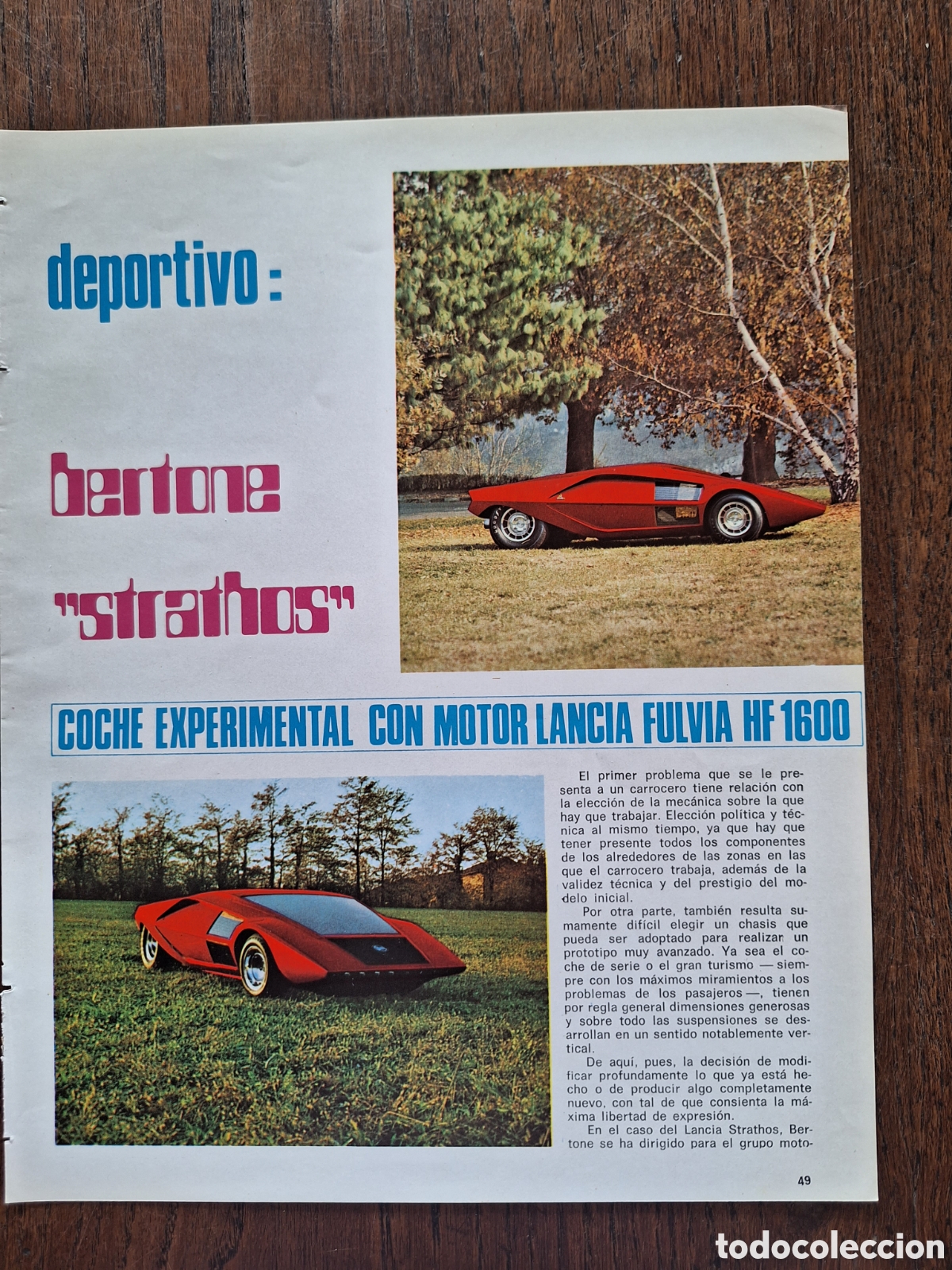Sammelleidenschaft Andere Papierartikel: Reportaje autom&oacute;vil bertone strathos