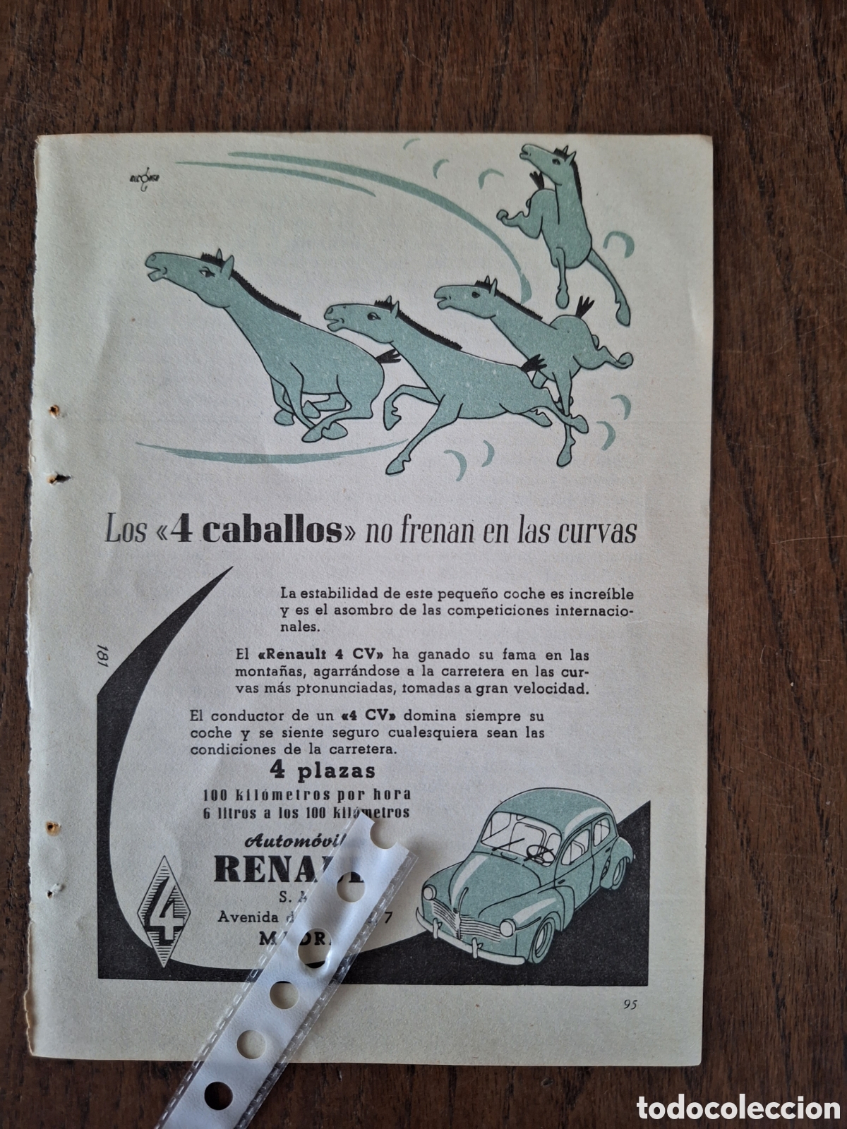Sammelleidenschaft Andere Papierartikel: Publicidad Autom&oacute;vil Renault 4 / 4 de 1953