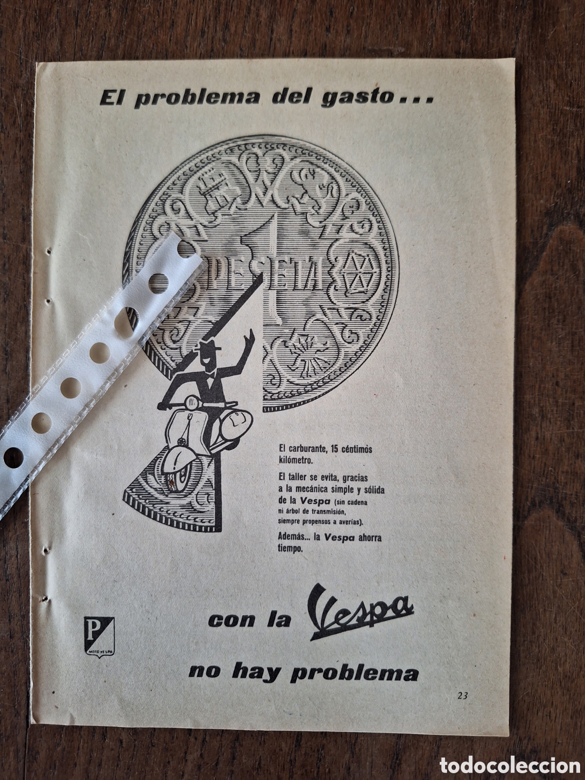 Otros Art&iacute;culos de Coleccionismo en Papel: Publicidad moto vespa