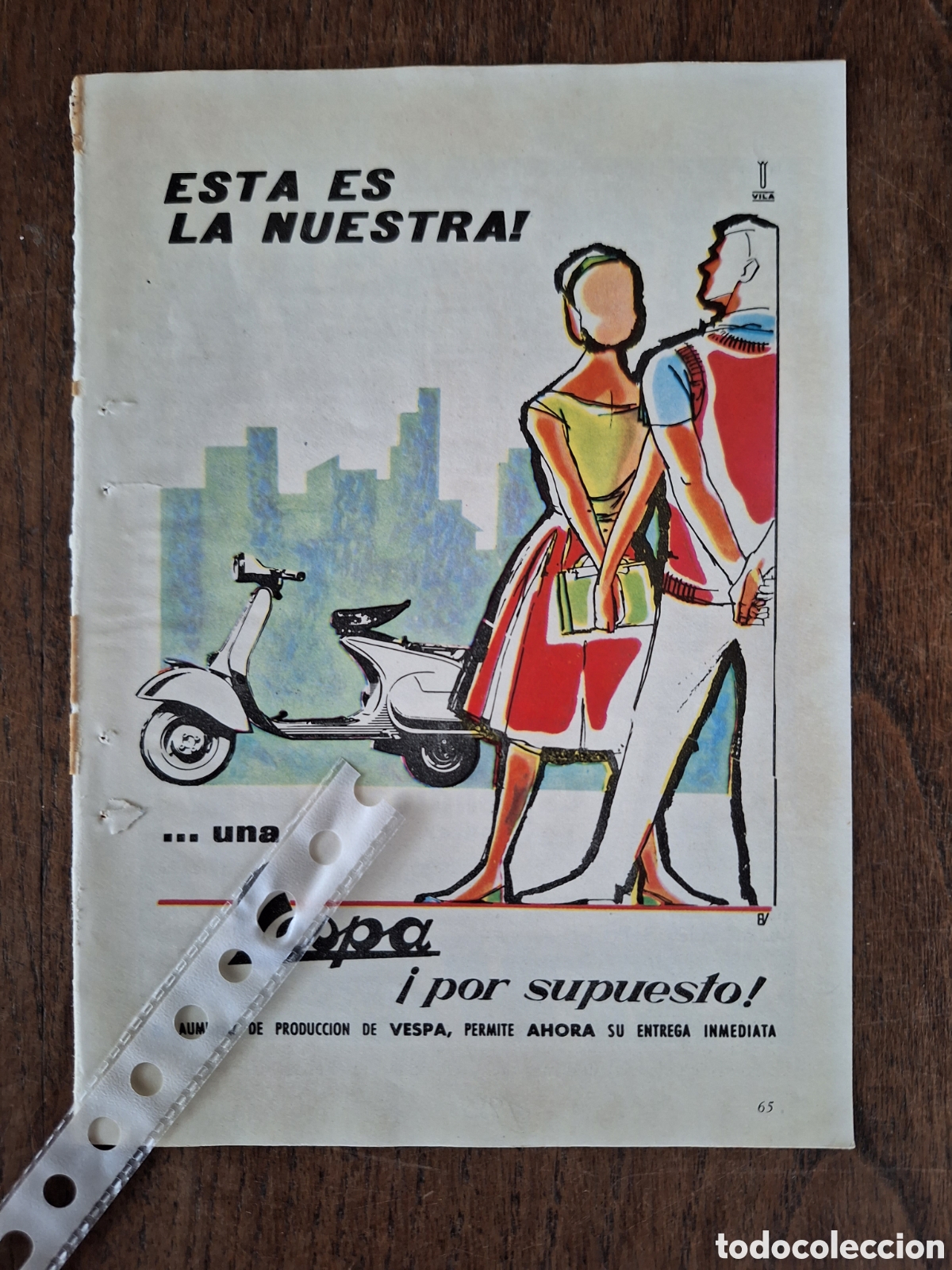 Otros Art&iacute;culos de Coleccionismo en Papel: Publicidad moto vespa