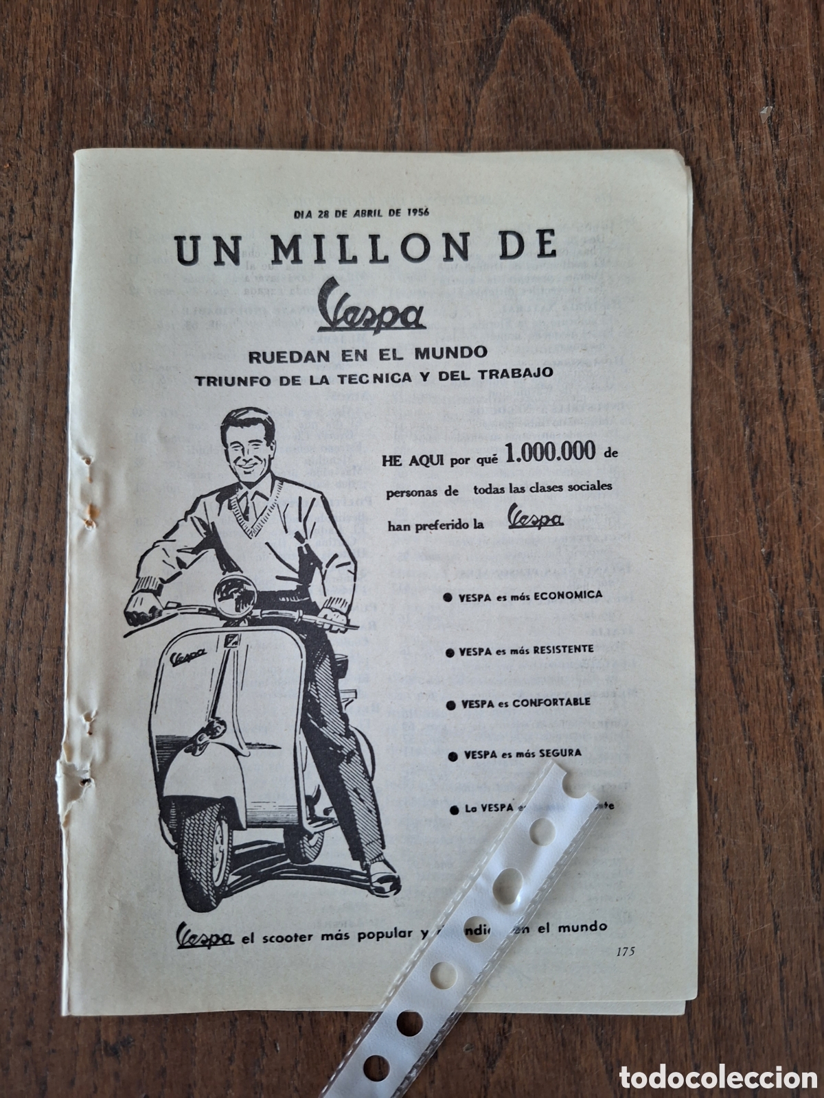 Otros Art&iacute;culos de Coleccionismo en Papel: Publicidad moto vespa un millon
