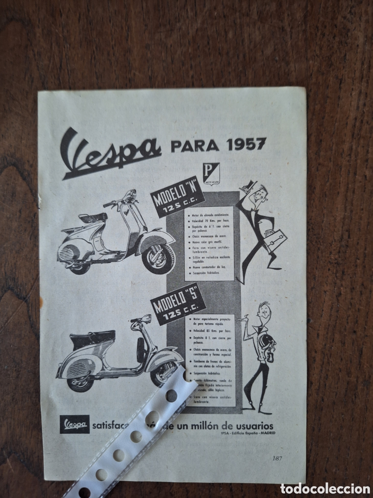 Otros Art&iacute;culos de Coleccionismo en Papel: Publicidad moto vespa de 1957