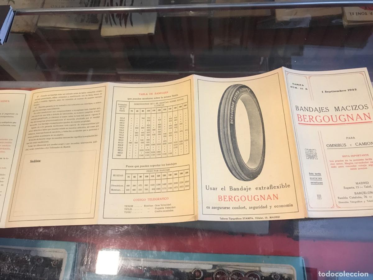 Collectionnisme Papier divers: TARIFA N&ordm; 21 E. BANDAJES MACIZOS BERGOUGNAN PARA OMNIBUS Y CAMIONES. 1922