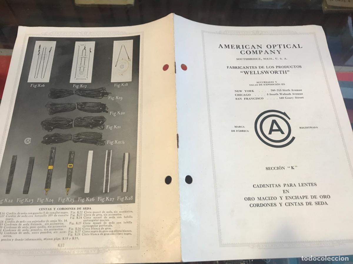 Collectionnisme Papier divers: AMERICAN OPTICAL COMPANY, SOUTHBRIDGE, MASS, U.S.A. FABRICANTES WELLSWORTH. CAT&Aacute;LOGO CADENAS LENTES