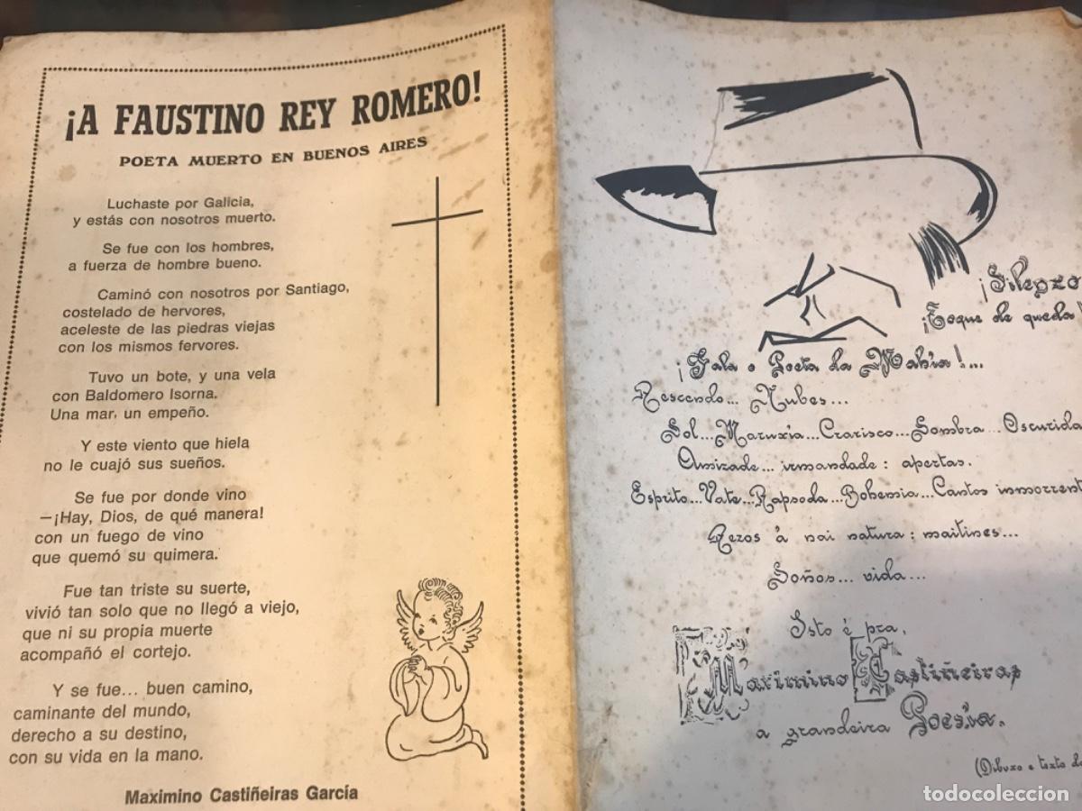 Collectionnisme Papier divers: TEXTO E DIBUXO DE BEIR&Oacute; BUX&Aacute;N DEDICADO A MAXIMINO CASTI&Ntilde;EIRAS GARC&Iacute;A. 1980. FAUSTINO REY ROMERO