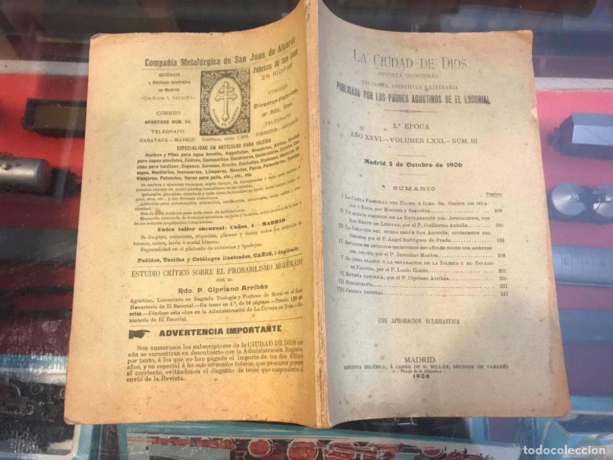 Collectionnisme Papier divers: LA CIUDAD DE DIOS. REVISTA RELIGIOSA, CIENT&Iacute;FICA, LITERARIA. PADRES AGUSTINOS DE EL ESCORIAL. 1906