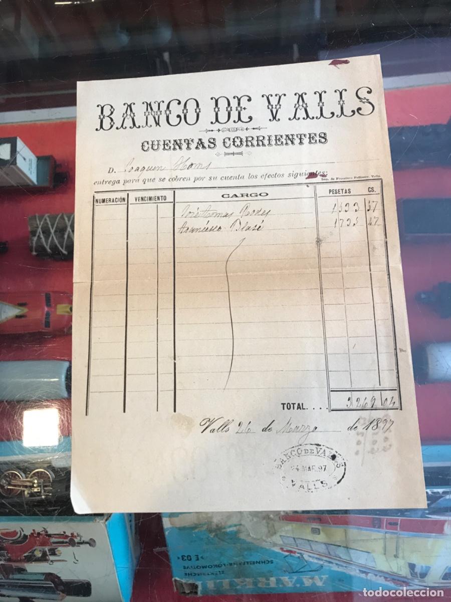 Sammelleidenschaft Andere Papierartikel: BANCO DE VALLS. CUENTAS CORRIENTES. 1897