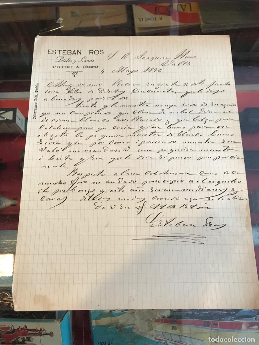 Collectionnisme Papier divers: CARTA DE ESTEBAN ROS. PIELES Y LANAS. TUDELA, NAVARRA. 1896