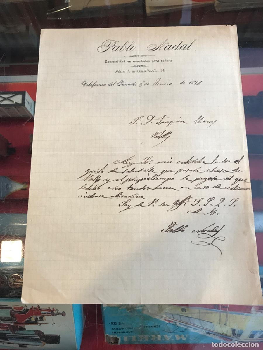 Paper Collecting Others: CARTA DE PABLO NADAL. NOVEDADES PARA SE&Ntilde;ORA. VILAFRANCA DEL PANAD&Eacute;S, 1896