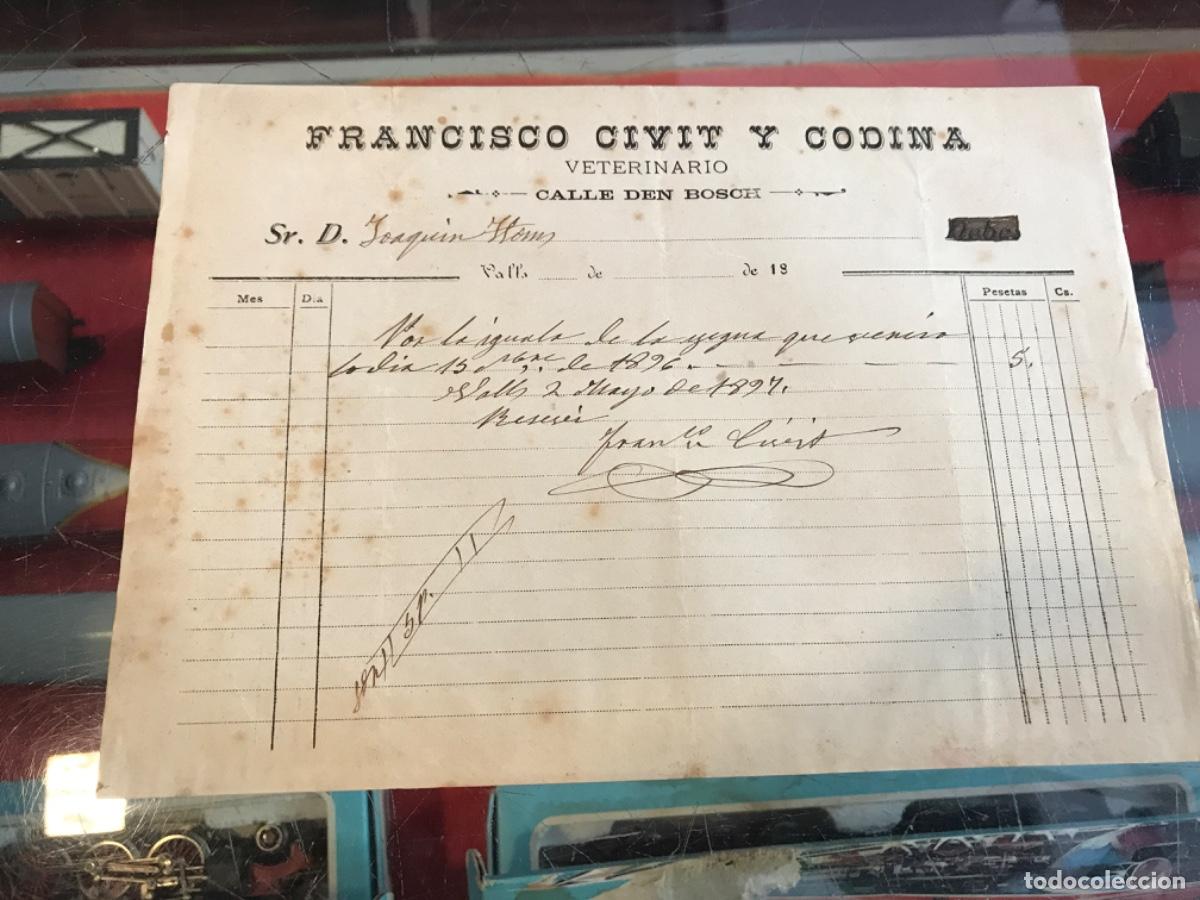 Sammelleidenschaft Andere Papierartikel: FACTURA. FRANCISCO CIVIT Y CODINA, VETERINARIO. CALLE DEN BOSCH. VALLS. 1897
