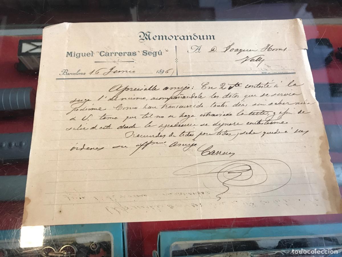 Sammelleidenschaft Andere Papierartikel: CARTA DE MIGUEL CARRERAS SEG&Uacute;. BARCELONA 1896. MEMORANDUM