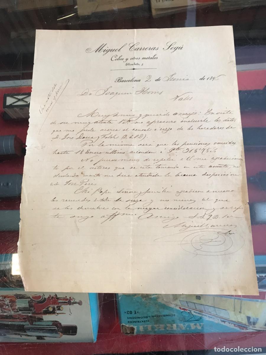 Sammelleidenschaft Andere Papierartikel: CARTA DE MIGUEL CARRERAS SEG&Uacute;. COBRE Y OTROS METALES. ELISABETS, 5. BARCELONA 1896