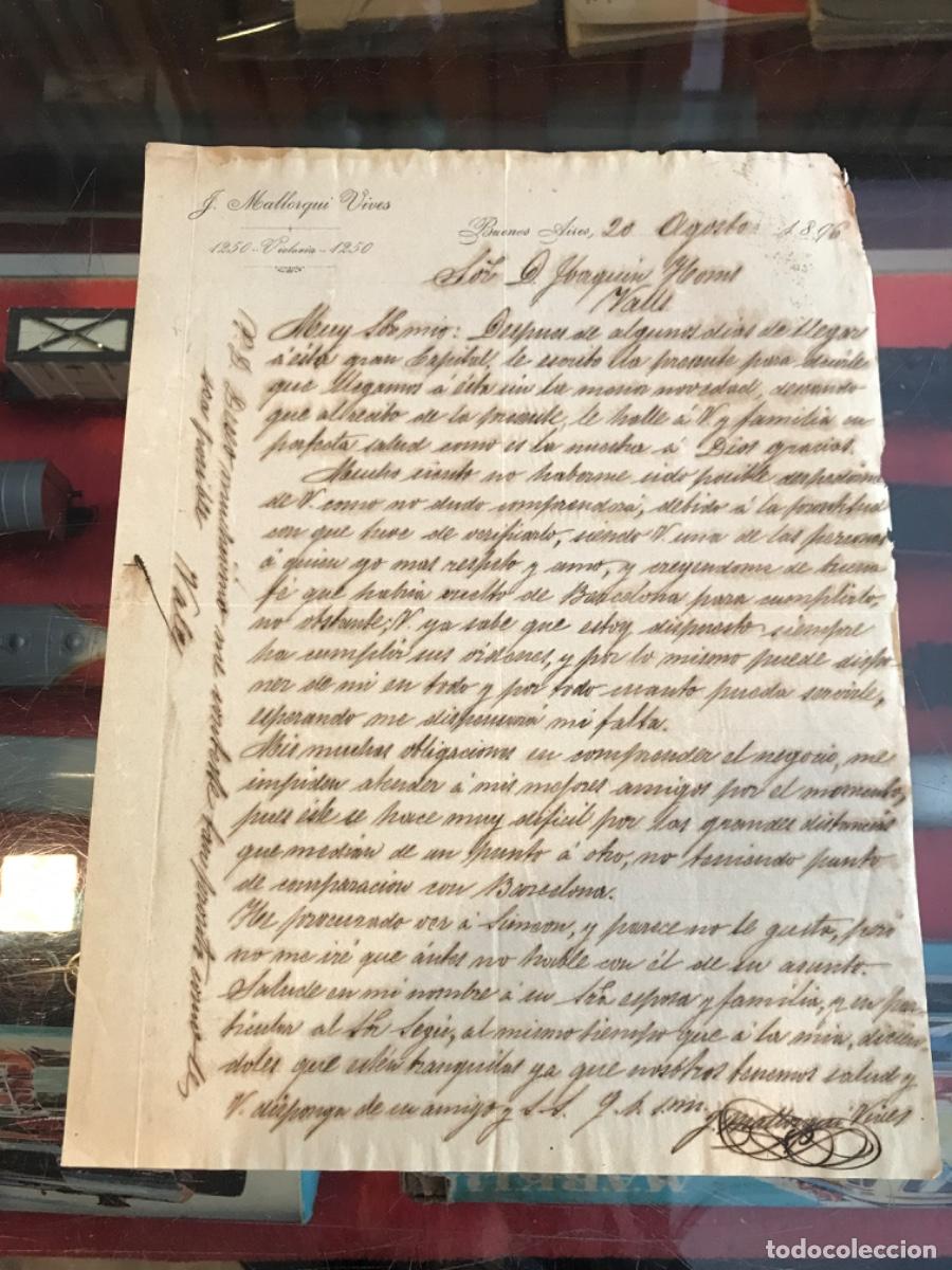 Paper Collecting Others: CARTA DE MALLORQUI VIVES. 1250 VICTORIA. BUENOS AIRES, 1896