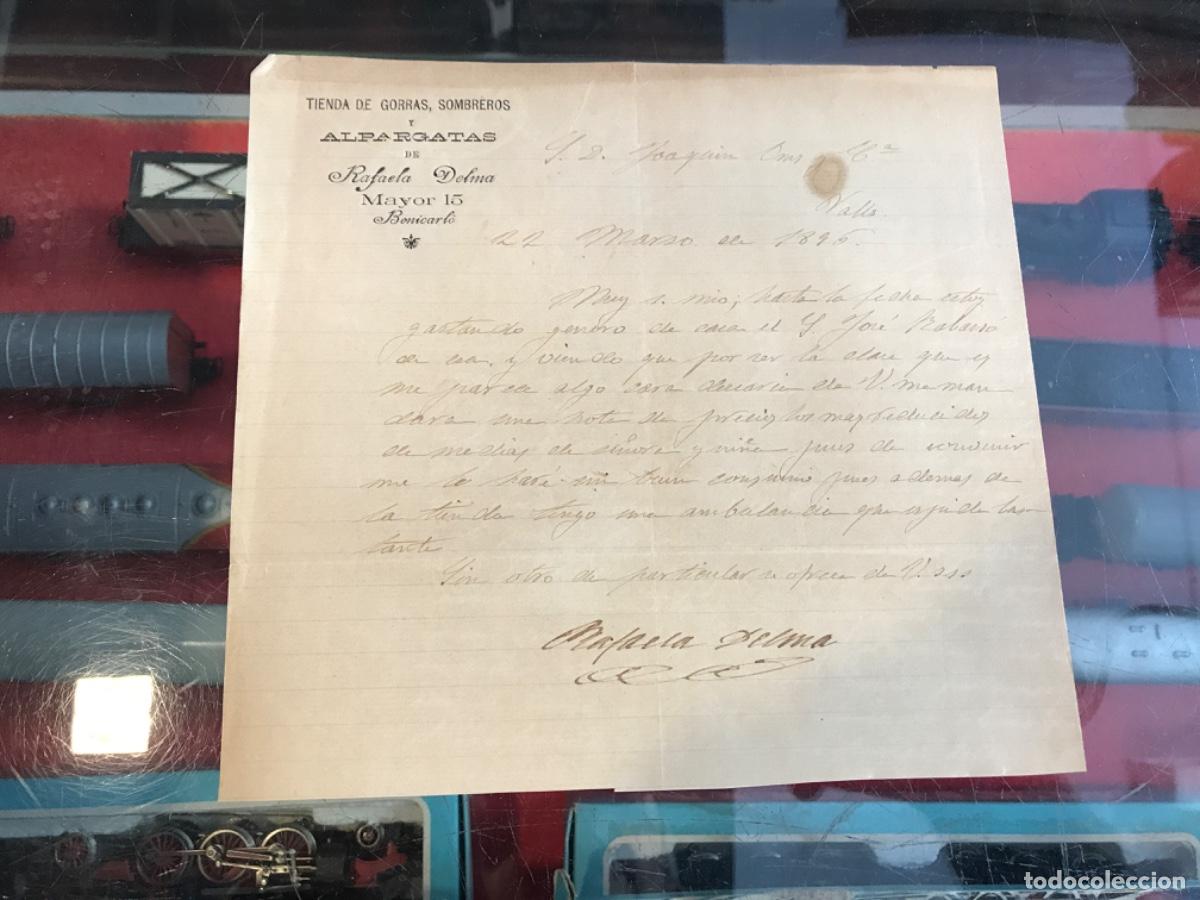 Sammelleidenschaft Andere Papierartikel: CARTA DE RAFAELA DELMA. TIENDA DE GORRAS, SOMBREROS Y ALPARGATAS. MAYOR, 15. BENICARL&Oacute;. 1896