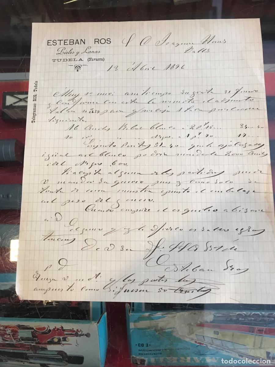 Collectionnisme Papier divers: CARTA DE ESTEBAN ROS. PIELES Y LANAS. TUDELA, NAVARRA. 1896