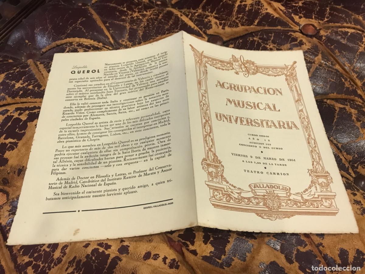 Collectionnisme Papier divers: PROGRAMA. AGRUPACI&Oacute;N MUSICAL UNIVERSITARIA. TEATRO CARRI&Oacute;N, VALLADOLID. 9 MARZO 1951. GRIEG