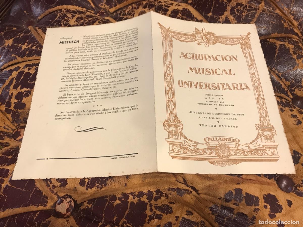 Sammelleidenschaft Andere Papierartikel: PROGRAMA. AGRUPACI&Oacute;N MUSICAL UNIVERSITARIA. TEATRO CARRI&Oacute;N, VALLADOLID. 21/12/1950. SMETANA