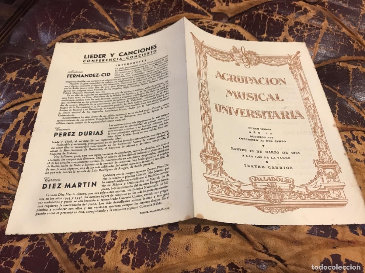 Sammelleidenschaft Andere Papierartikel: PROGRAMA. AGRUPACI&Oacute;N MUSICAL UNIVERSITARIA. TEATRO CARRI&Oacute;N, VALLADOLID. 13/3/1951. RIMSKY-KORSAKOW