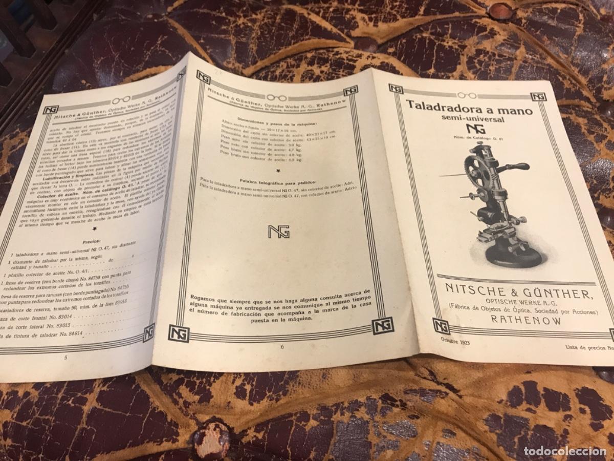 Collectionnisme Papier divers: TR&Iacute;PTICO. TALADRADORA A MANO NG. NITSCHE & G&Uuml;NTER. OBJETOS DE &Oacute;PTICA. 1923. INSTRUCCIONES DE USO