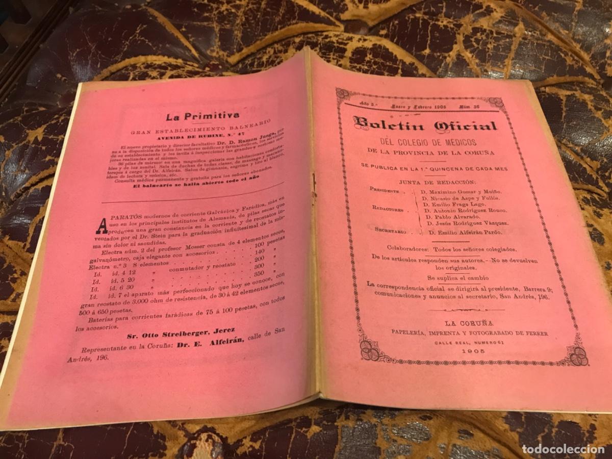 Sammelleidenschaft Andere Papierartikel: BOLET&Iacute;N OFICIAL DEL COLEGIO DE M&Eacute;DICOS DE LA PROVINCIA DE LA CORU&Ntilde;A. N&ordm; 36. A&Ntilde;O 1905