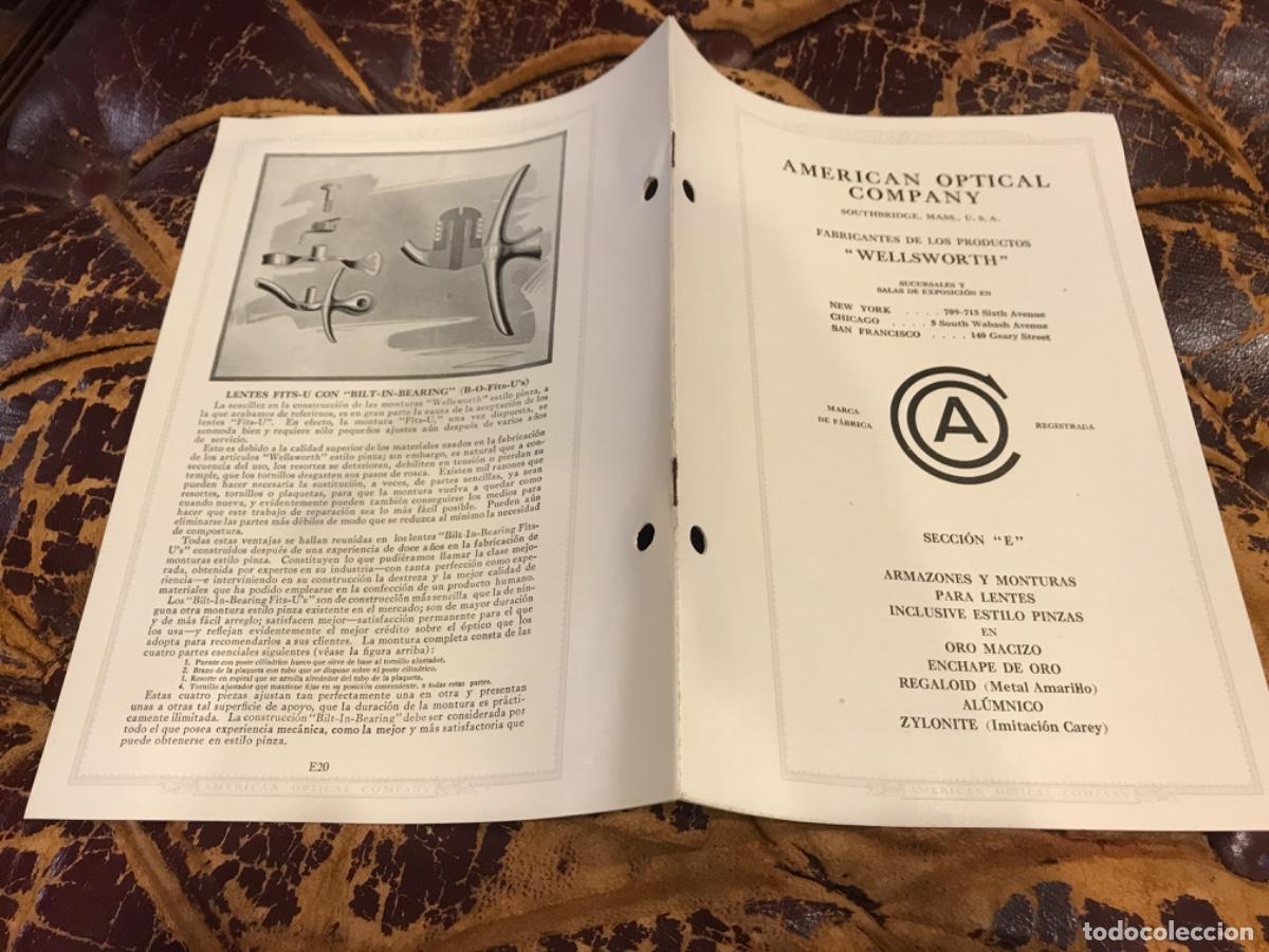 Sammelleidenschaft Andere Papierartikel: AMERICAN OPTICAL COMPANY. FABRICANTES DE LOS PRODUCTOS WELLSWORTH. ARMAZONES Y MONTURAS PARA LENTES