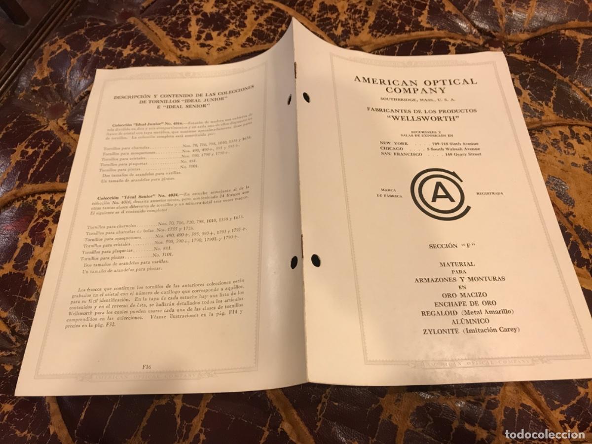 Sammelleidenschaft Andere Papierartikel: AMERICAN OPTICAL COMPANY. FABRICANTES DE LOS PRODUCTOS WELLSWORTH. ARMAZONES Y MONTURAS LENTES
