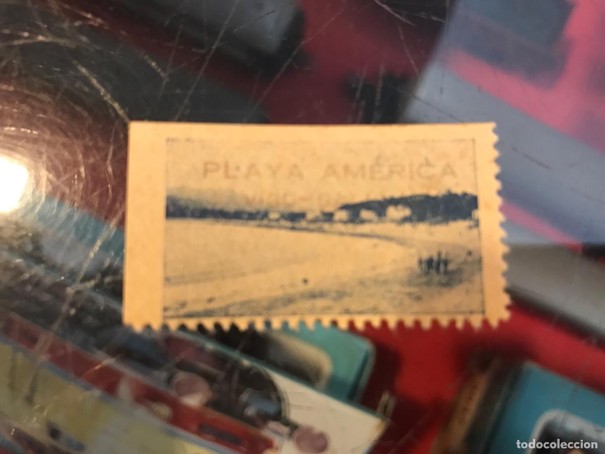 Outros artigos de papel: SELLO PLAYA AM&Eacute;RICA. VIGO-GALICIA. 4 X 2,5CM
