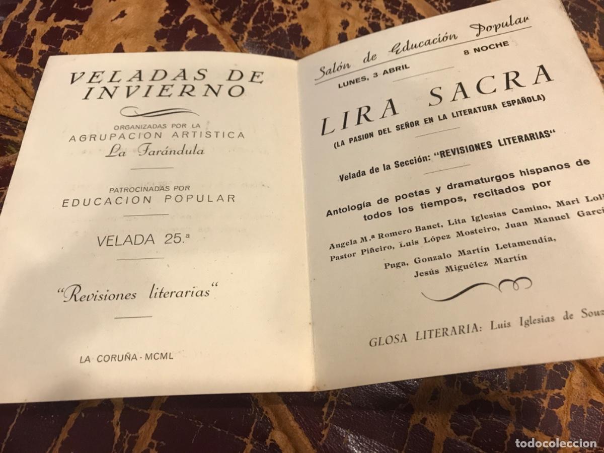 Collectionnisme Papier divers: VELADAS DE INVIERNO ORGANIZADAS POR LA AGRUPACI&Oacute;N LA FAR&Aacute;NDULA. 1950, CORU&Ntilde;A. LIRA SACRA